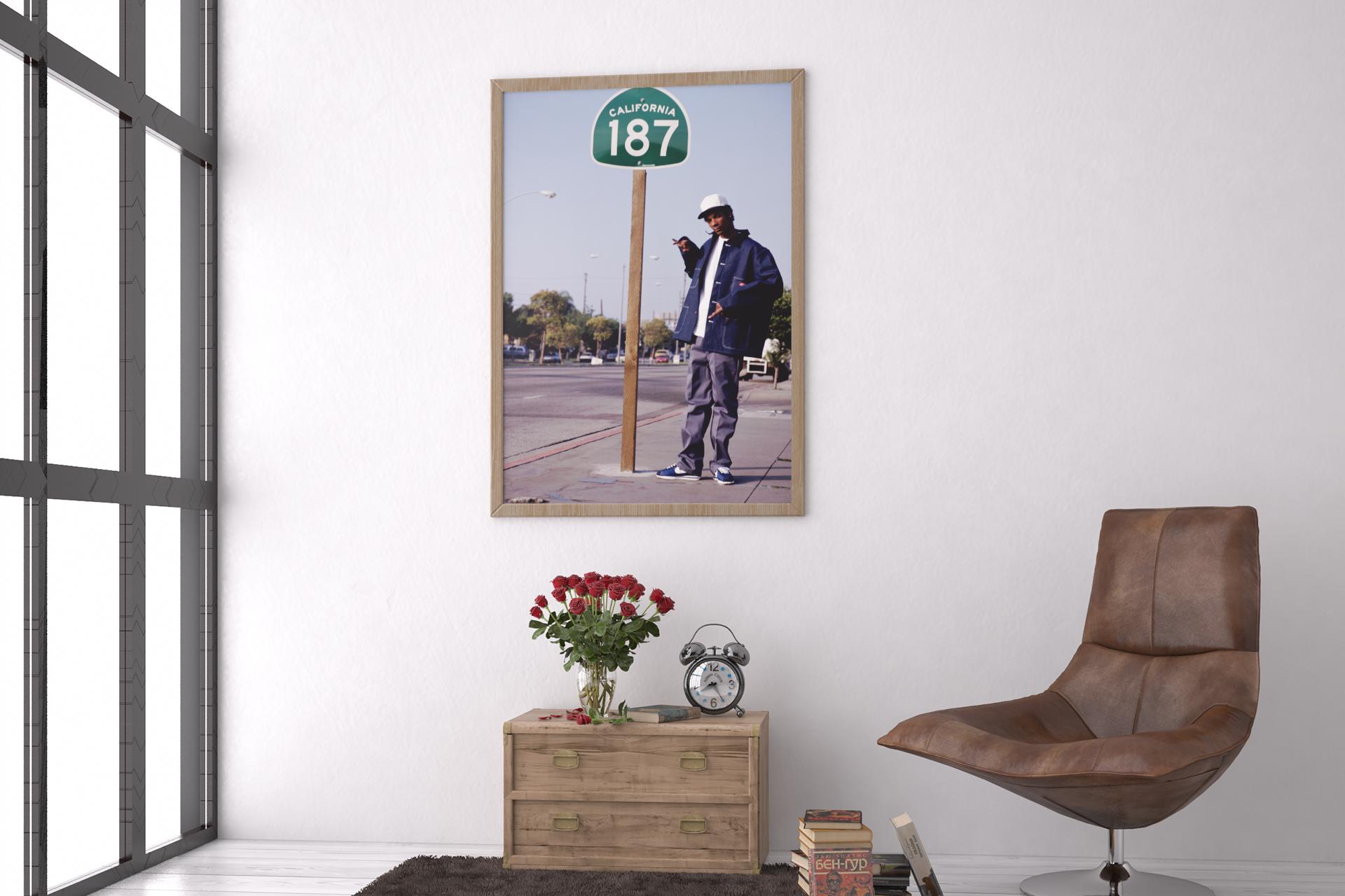 Snoop Dogg Under California 187 Sign – Iconic 90s Hip-Hop Art